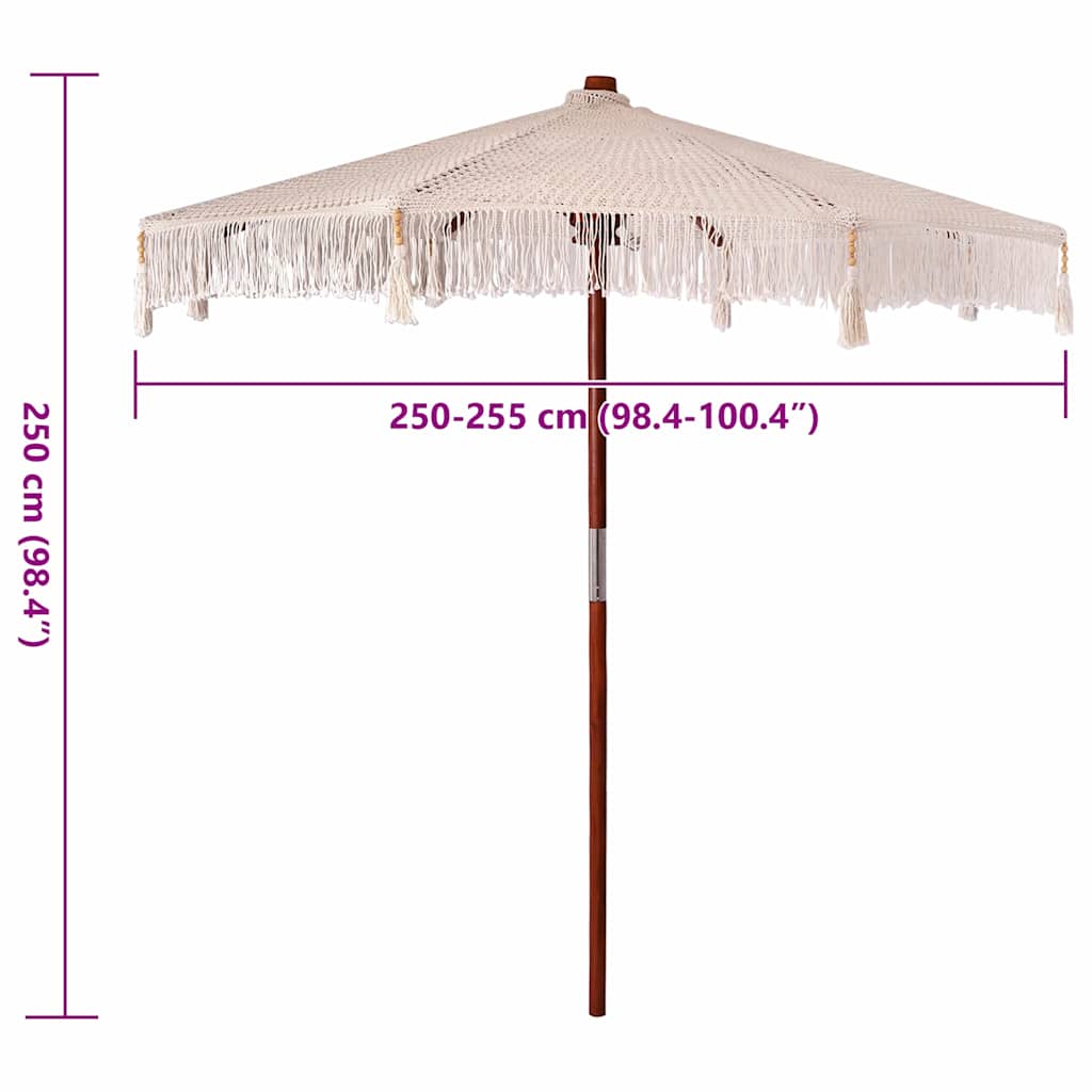 Sonnenschirm Creme (250-255) x 250 cm Baumwolle und Massivholz