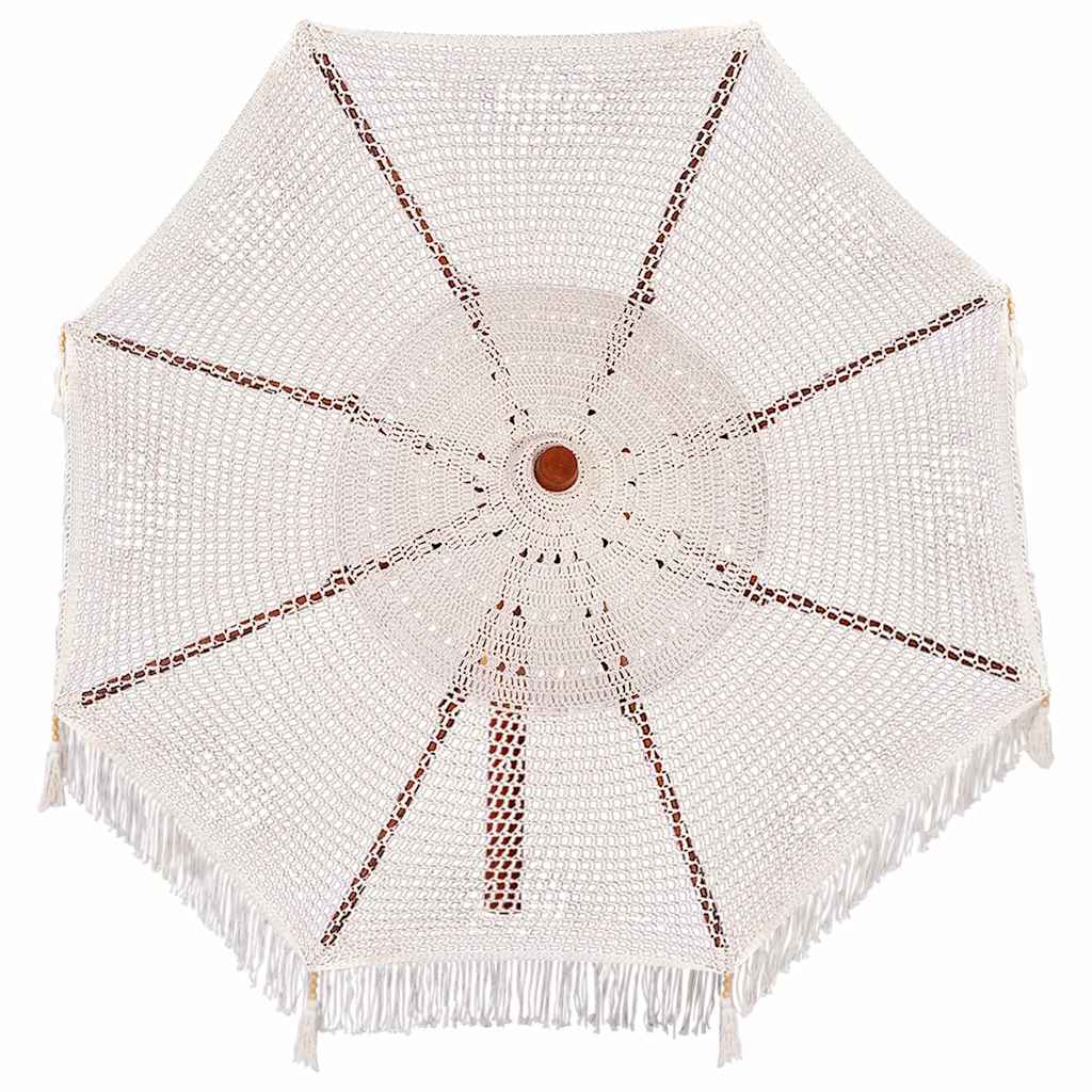 Sonnenschirm Creme (250-255) x 250 cm Baumwolle und Massivholz