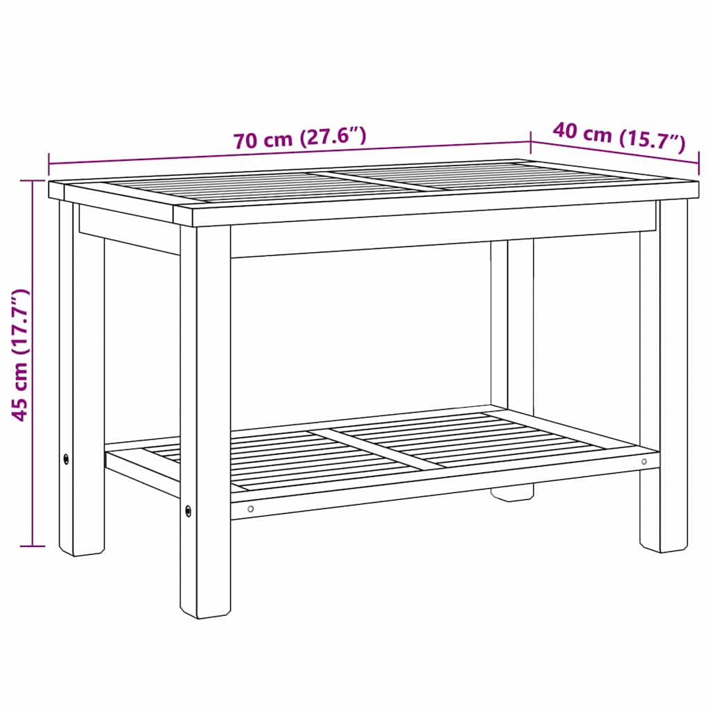 Couchtisch mit Speicher Braun 70 x 40 x 45 cm Massivholz Teak