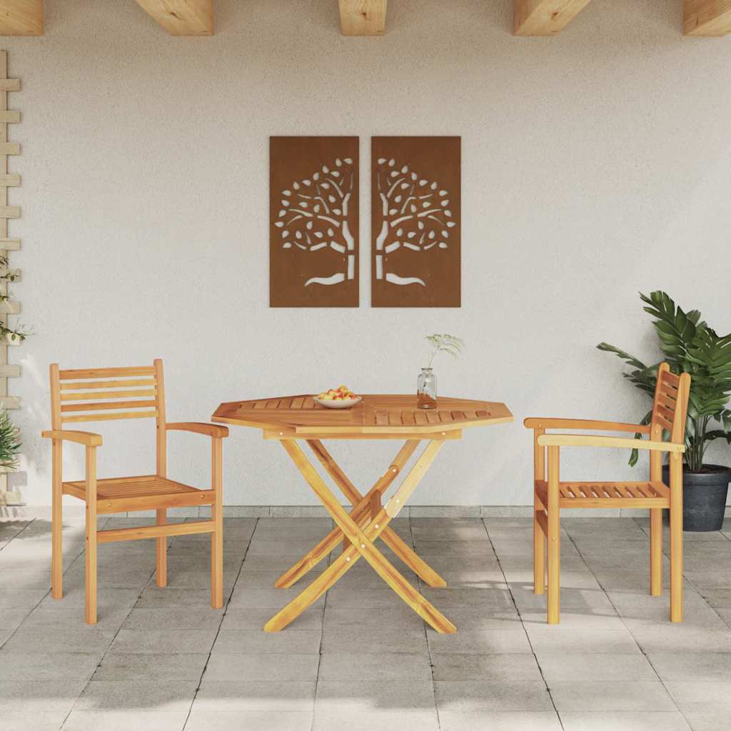 Stuhl 2 Stk. Braun Massivholz Teak