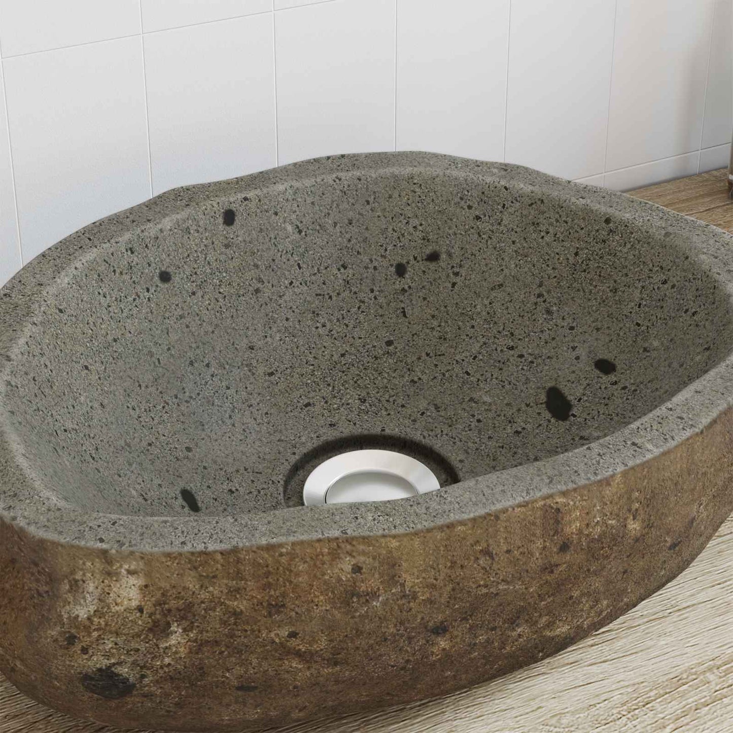 Flusssteinwaschbecken Hellgrau (30-37) x (25-30) x 12 cm