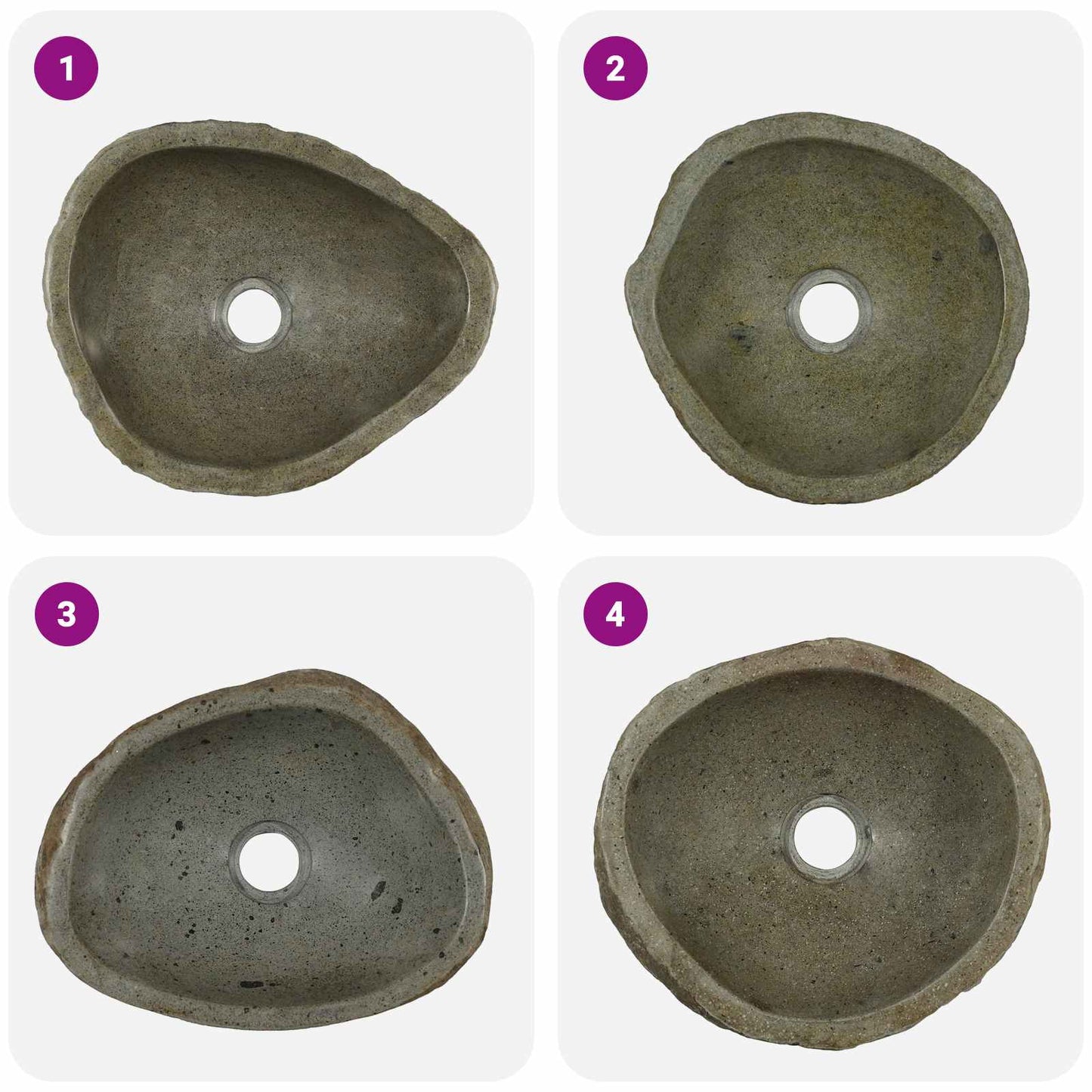 Flusssteinwaschbecken Hellgrau (30-37) x (25-30) x 12 cm