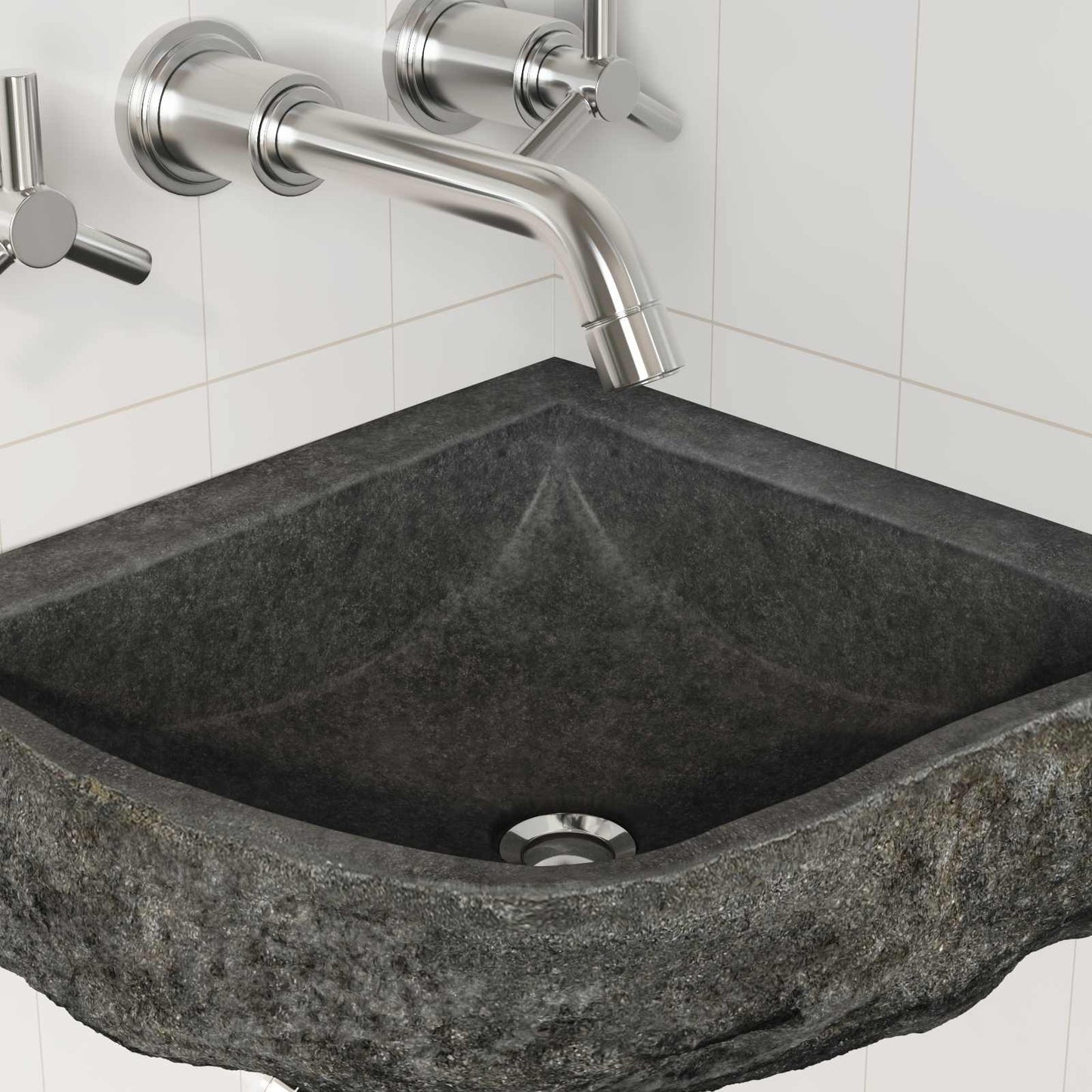 Waschbecken Grau (30-37) x (30-37) x 12 cm Flussstein