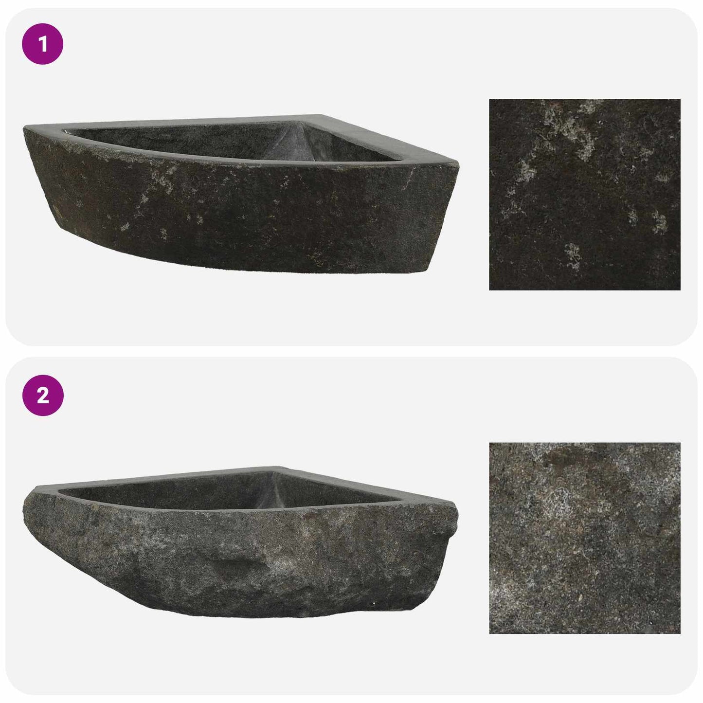 Waschbecken Grau (30-37) x (30-37) x 12 cm Flussstein