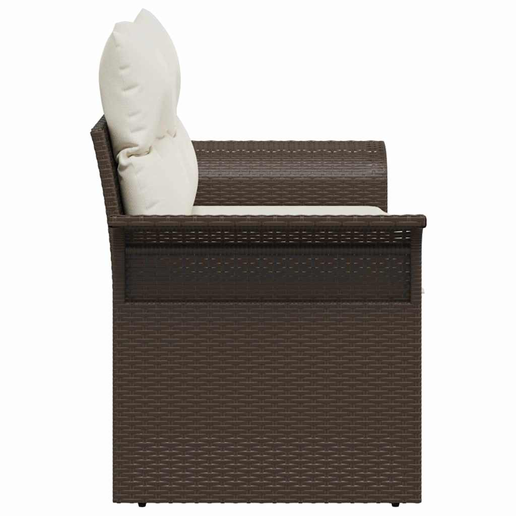 Gartensofa mit Kissen Braun 141 x 62 x 69cm Poly-Rattan