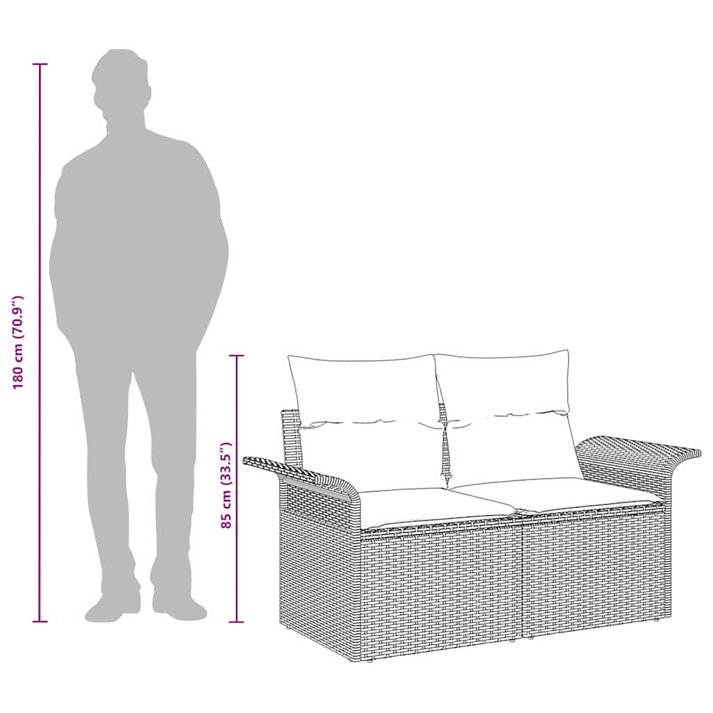 Gartensofa mit Kissen Beige 141 x 62 x 69cm Poly-Rattan