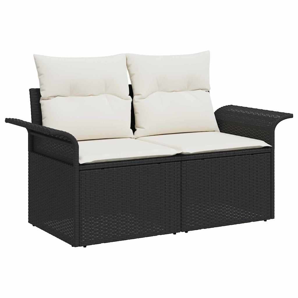 Gartensofa mit Kissen Schwarz 141 x 62 x 69cm Poly-Rattan