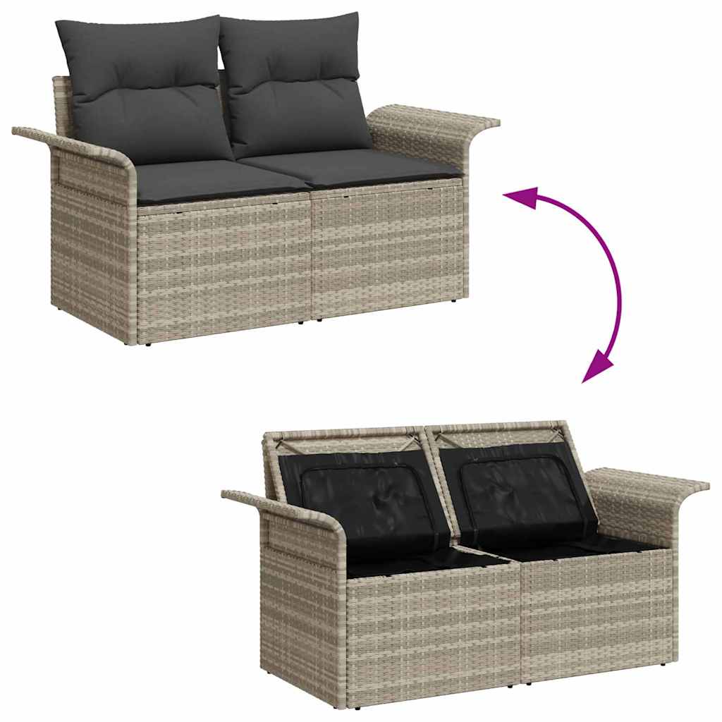 Gartensofa mit Kissen Hellgrau 141 x 62 x 69cm Poly-Rattan