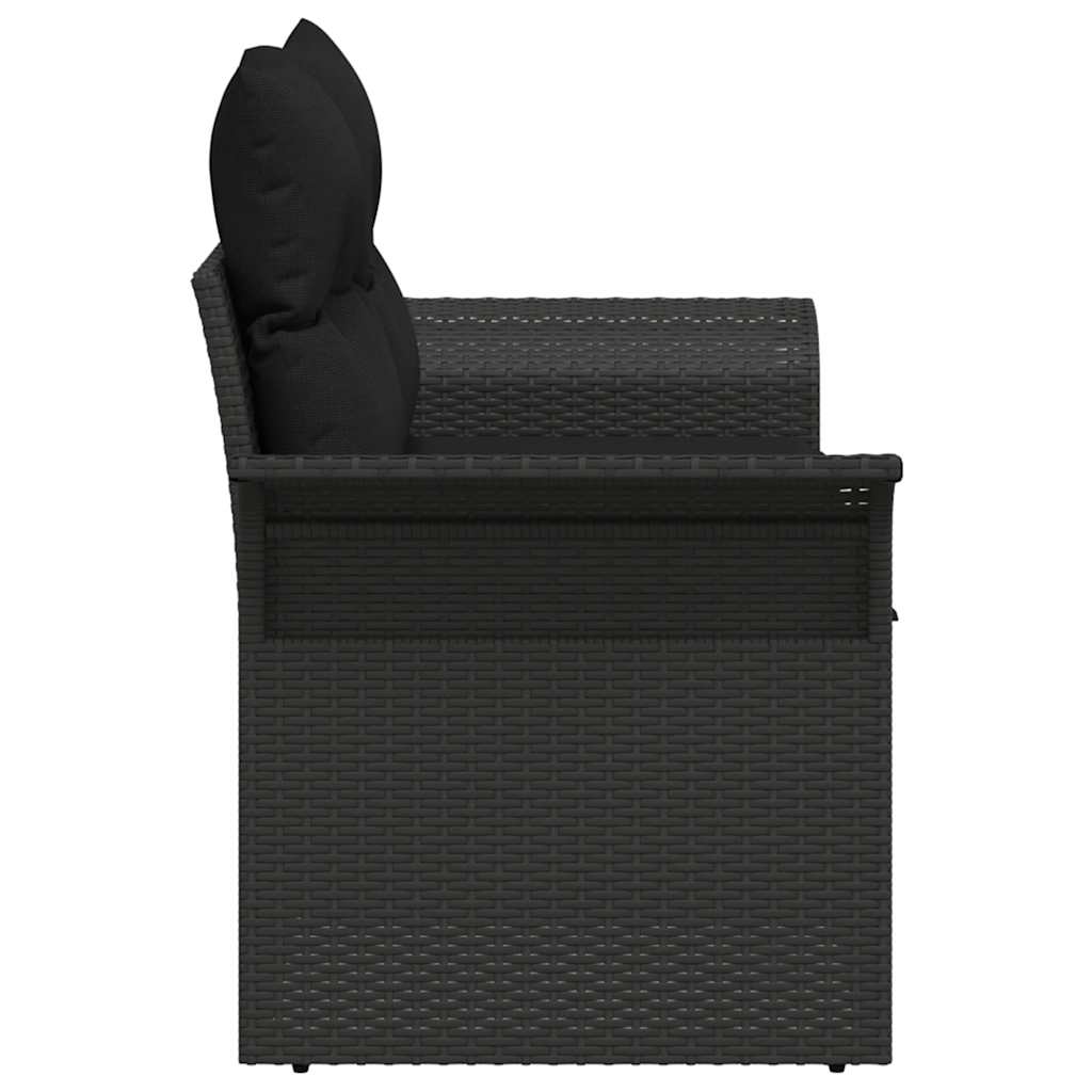 Gartensofa mit Kissen Schwarz 141 x 62 x 69cm Poly-Rattan