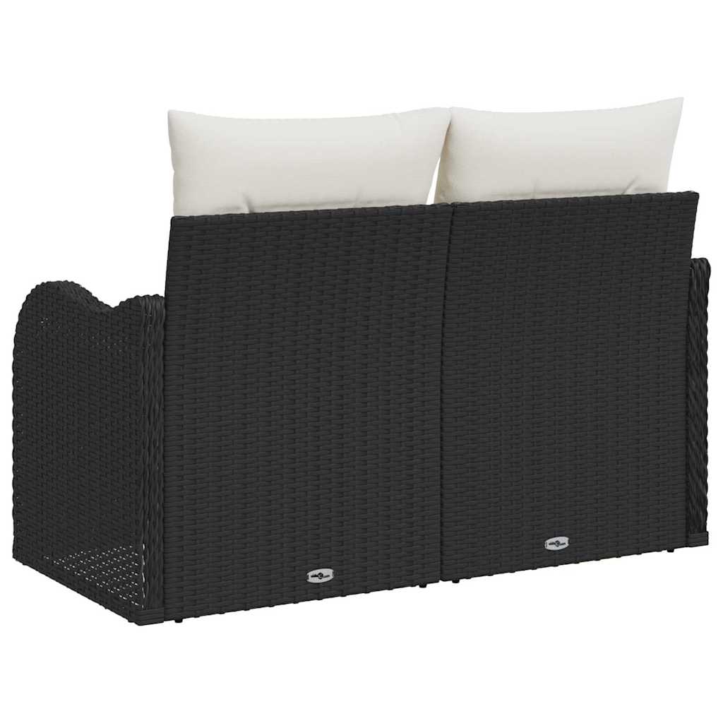 Gartensofa mit Kissen Schwarz 121 x 62 x 69cm Poly-Rattan