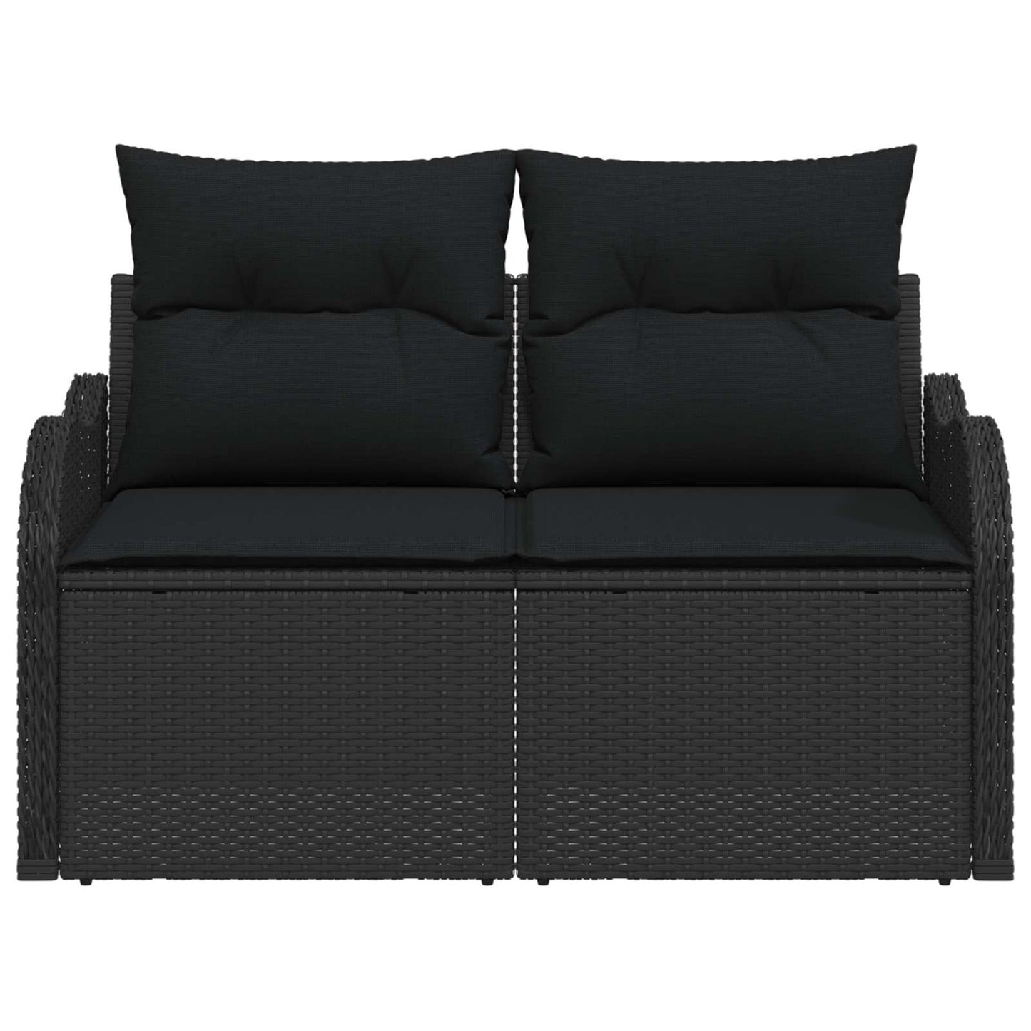 Gartensofa mit Kissen Schwarz 121 x 62 x 69cm Poly-Rattan