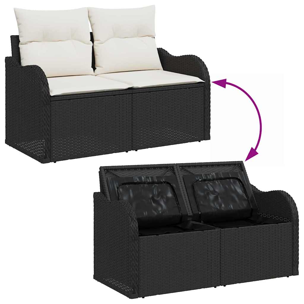 Gartensofa mit Kissen Schwarz 121 x 62 x 69cm Poly-Rattan