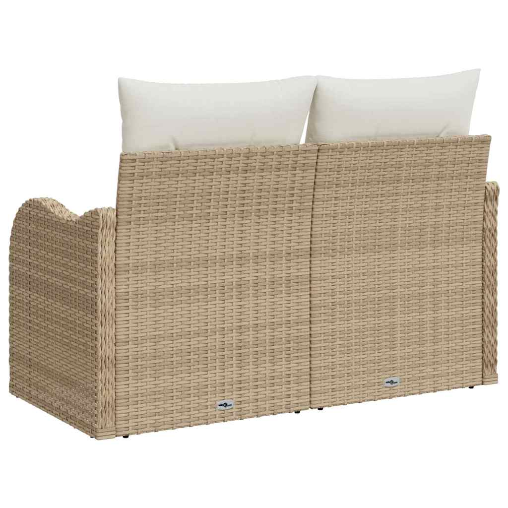 Gartensofa mit Kissen Beige 121 x 62 x 69cm Poly-Rattan