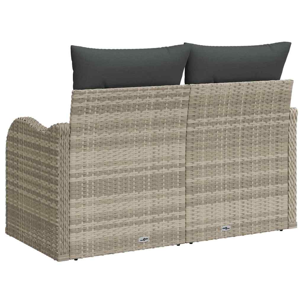 Gartensofa mit Kissen Hellgrau 121 x 62 x 69cm Poly-Rattan