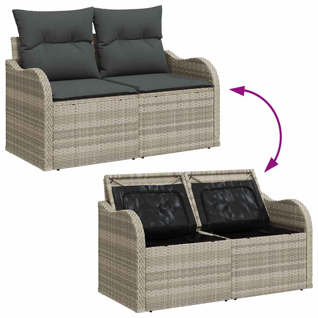 Gartensofa mit Kissen Hellgrau 121 x 62 x 69cm Poly-Rattan