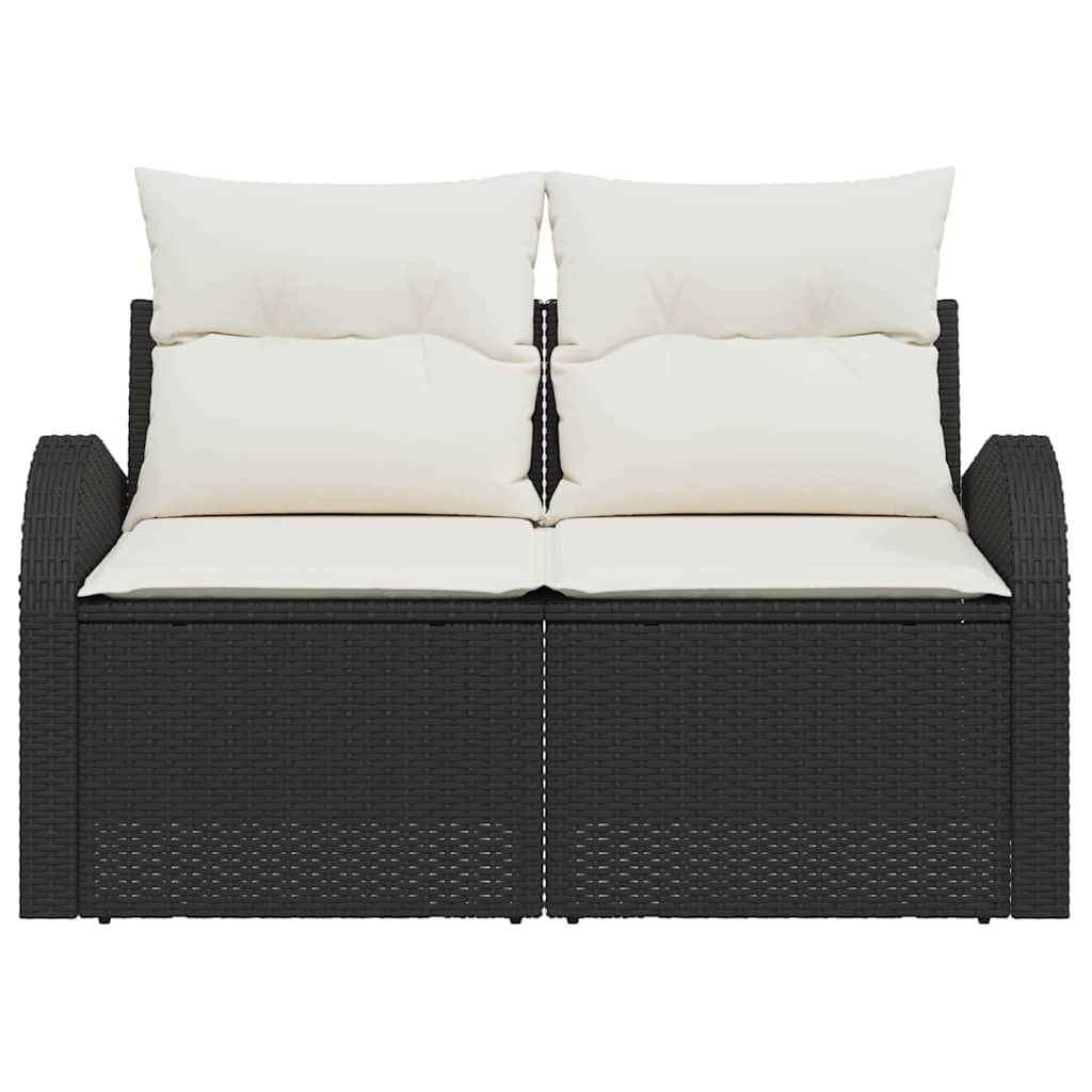 Gartensofa mit Kissen Schwarz 124 x 62 x 69cm Poly-Rattan