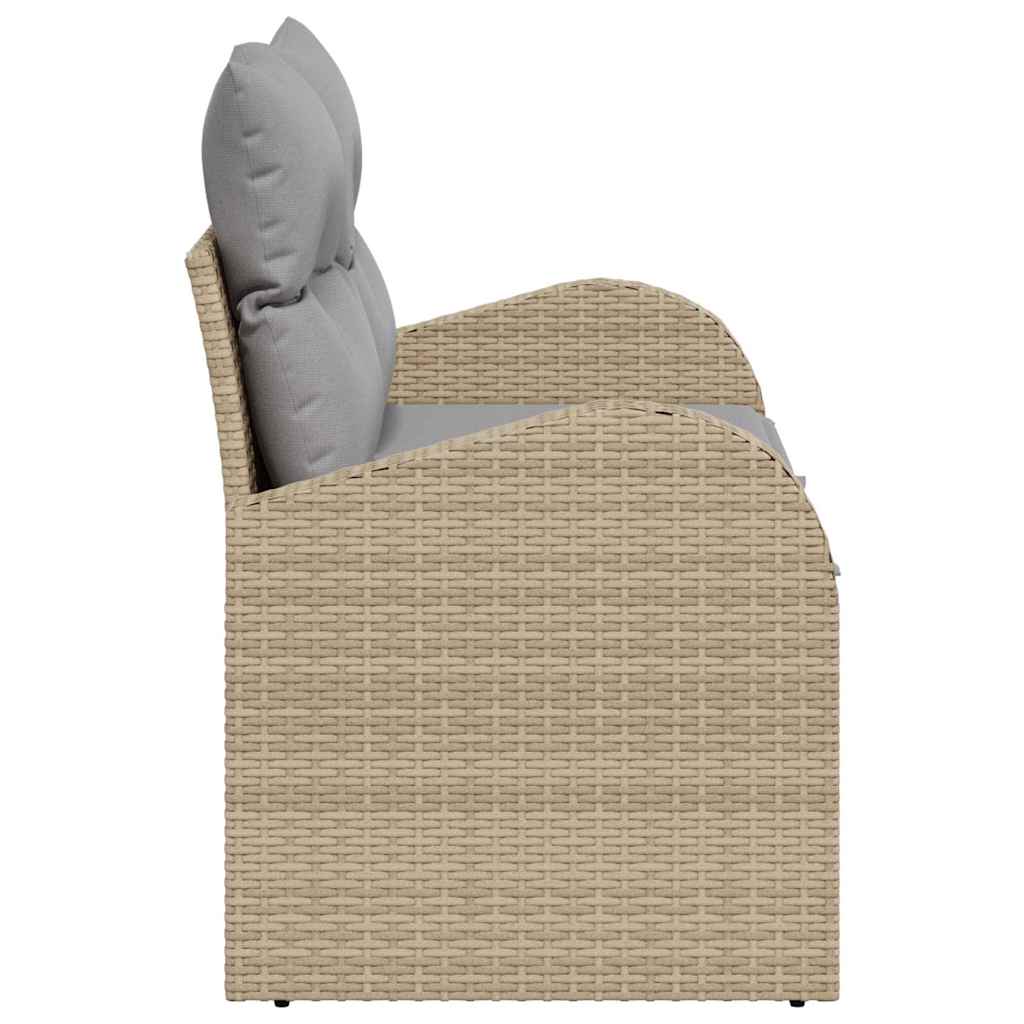 Gartensofa mit Kissen Beige 124 x 62 x 69cm Poly-Rattan