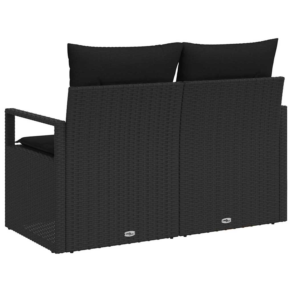 Gartensofa mit Kissen Schwarz 120 x 62 x 69cm Poly-Rattan