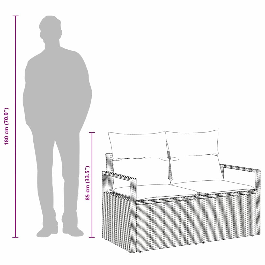 Gartensofa Schwarz 120 x 62 x 69cm Poly-Rattan