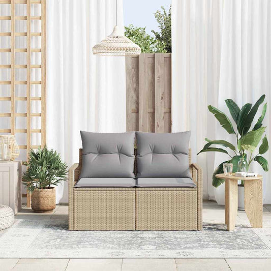Gartensofa mit Kissen Beige 120 x 62 x 69cm Poly-Rattan
