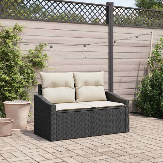 Gartensofa mit Kissen Schwarz 123 x 62 x 69cm Poly-Rattan