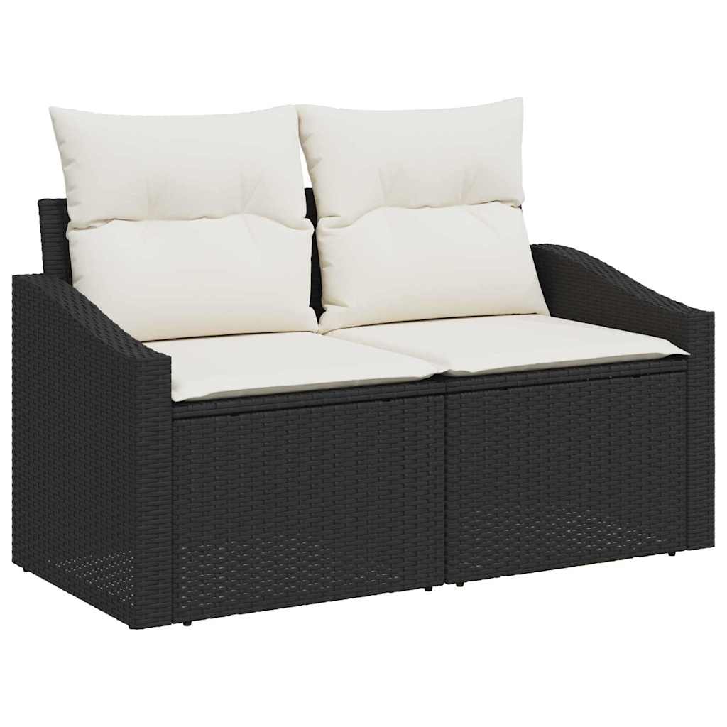 Gartensofa mit Kissen Schwarz 123 x 62 x 69cm Poly-Rattan