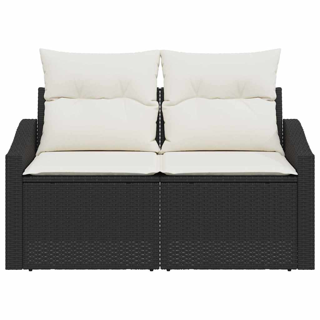 Gartensofa mit Kissen Schwarz 123 x 62 x 69cm Poly-Rattan