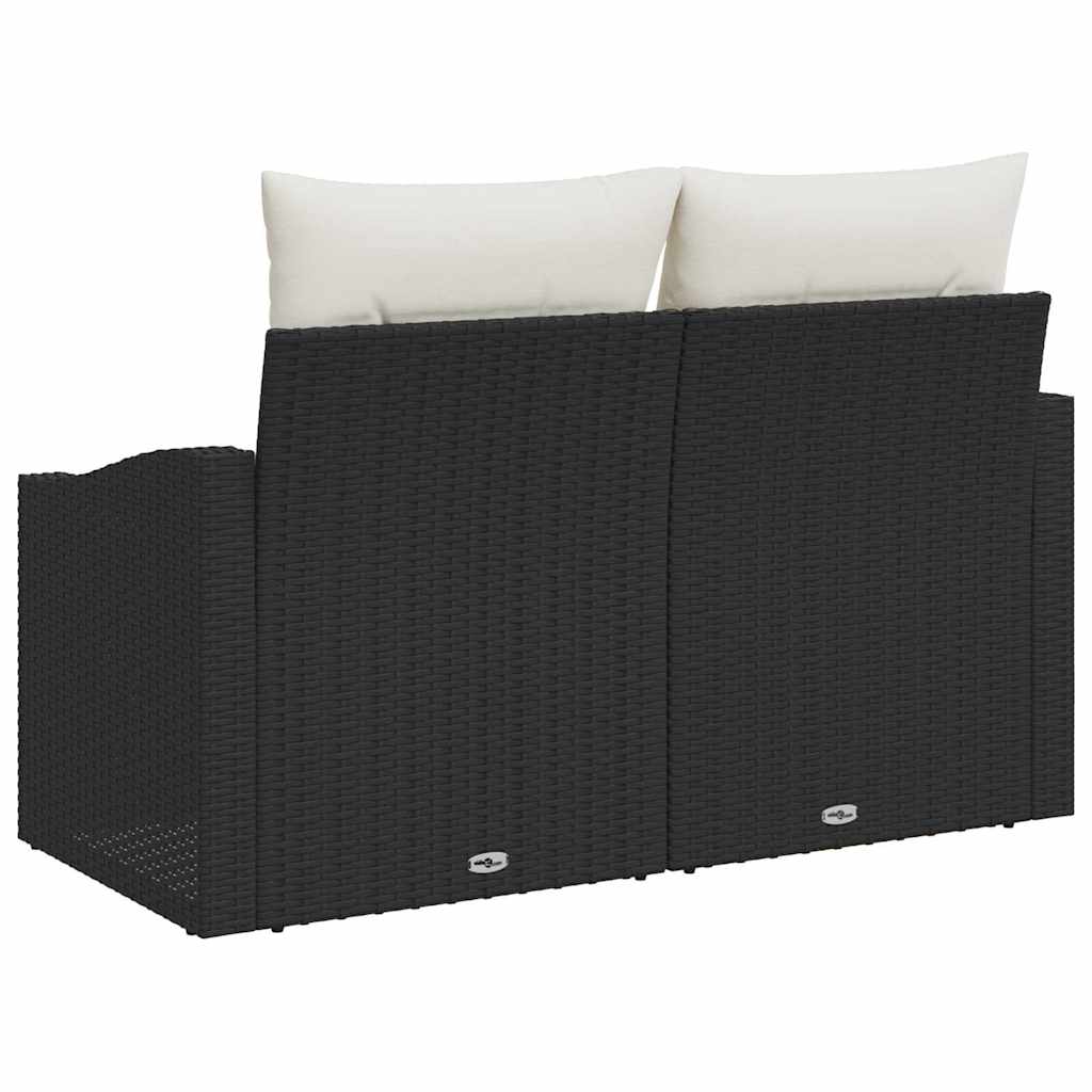 Gartensofa mit Kissen Schwarz 123 x 62 x 69cm Poly-Rattan