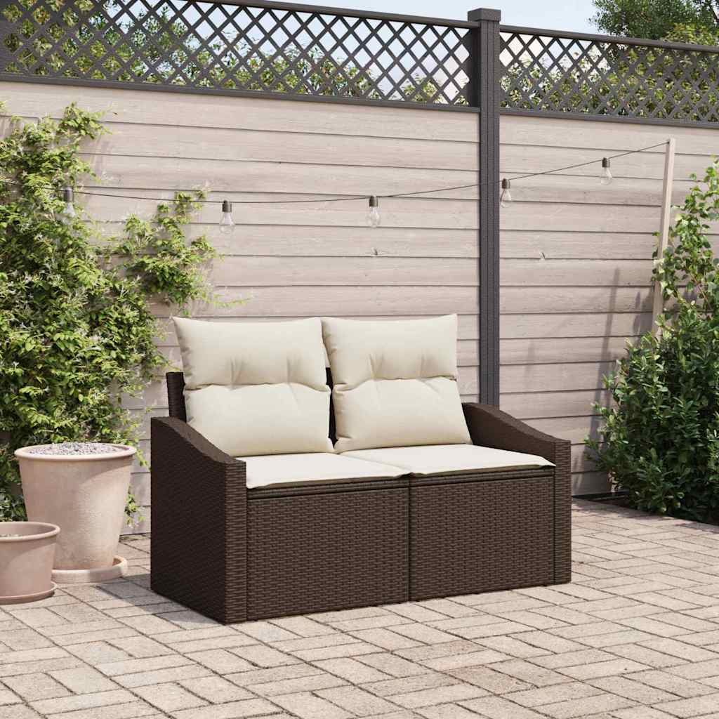 Garten-Sofa mit Kissen 123 x 62 x 69 cm Poly-Rattan
