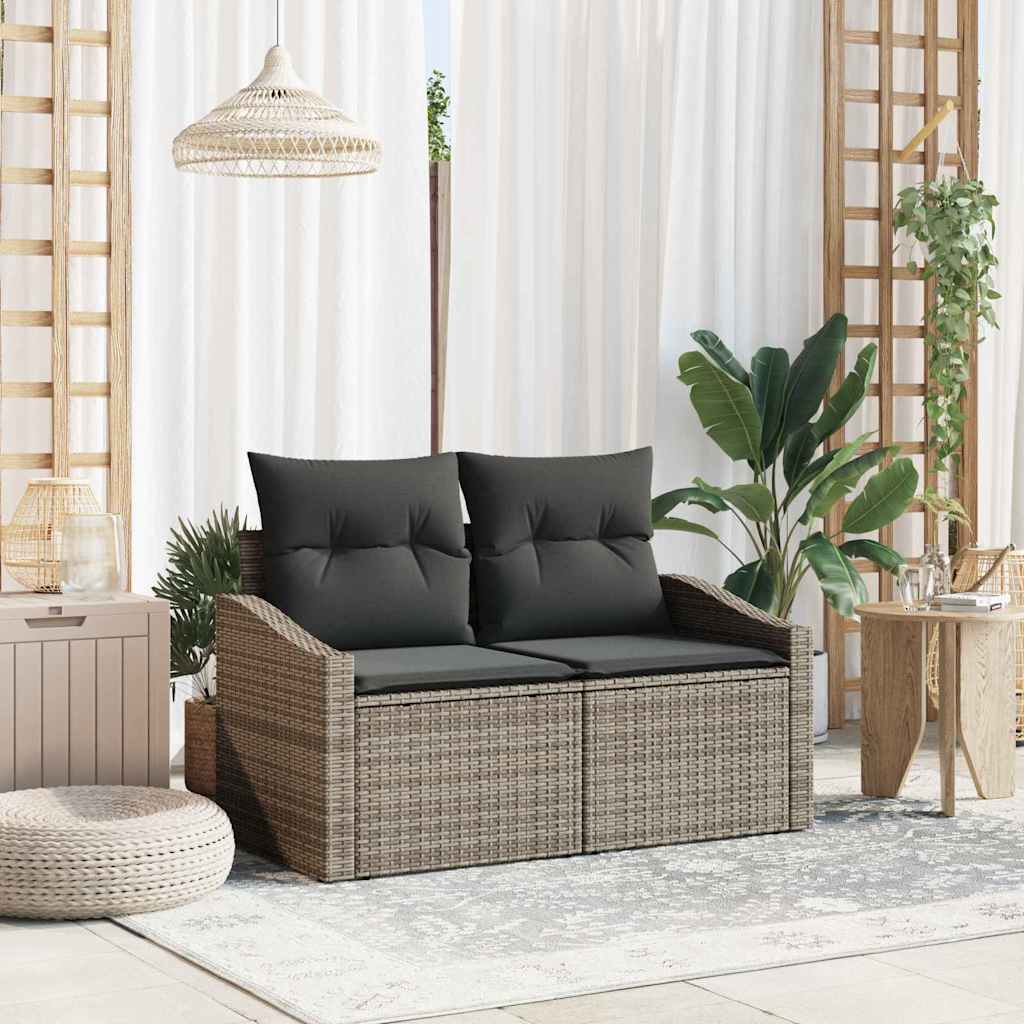 Garten-Sofa mit Kissen 123 x 62 x 69 cm Poly-Rattan