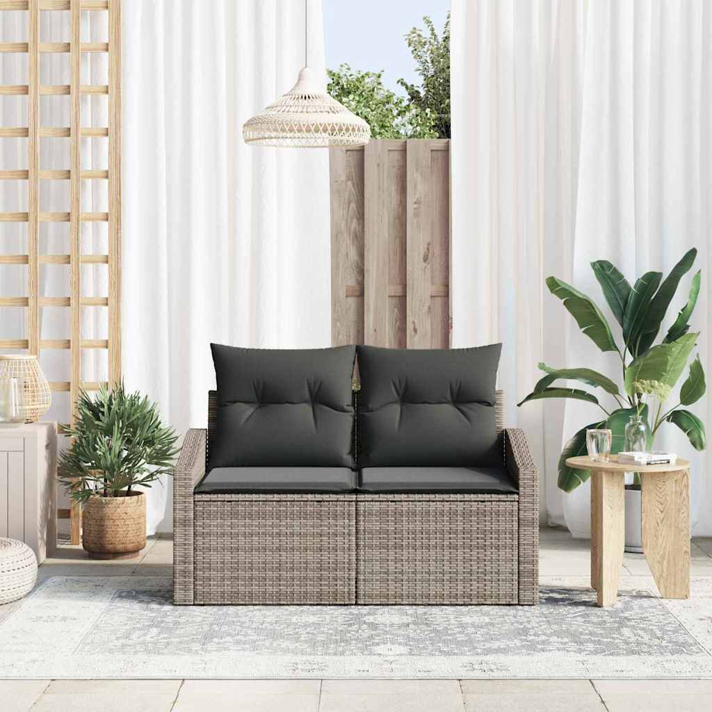 Garten-Sofa mit Kissen 123 x 62 x 69 cm Poly-Rattan