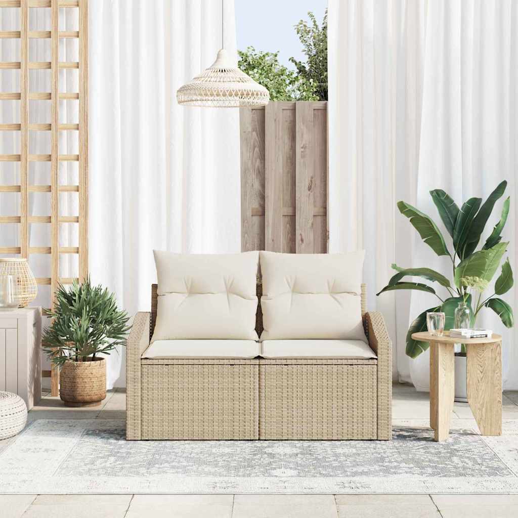 Garten-Sofa mit Kissen 123 x 62 x 69 cm Poly-Rattan