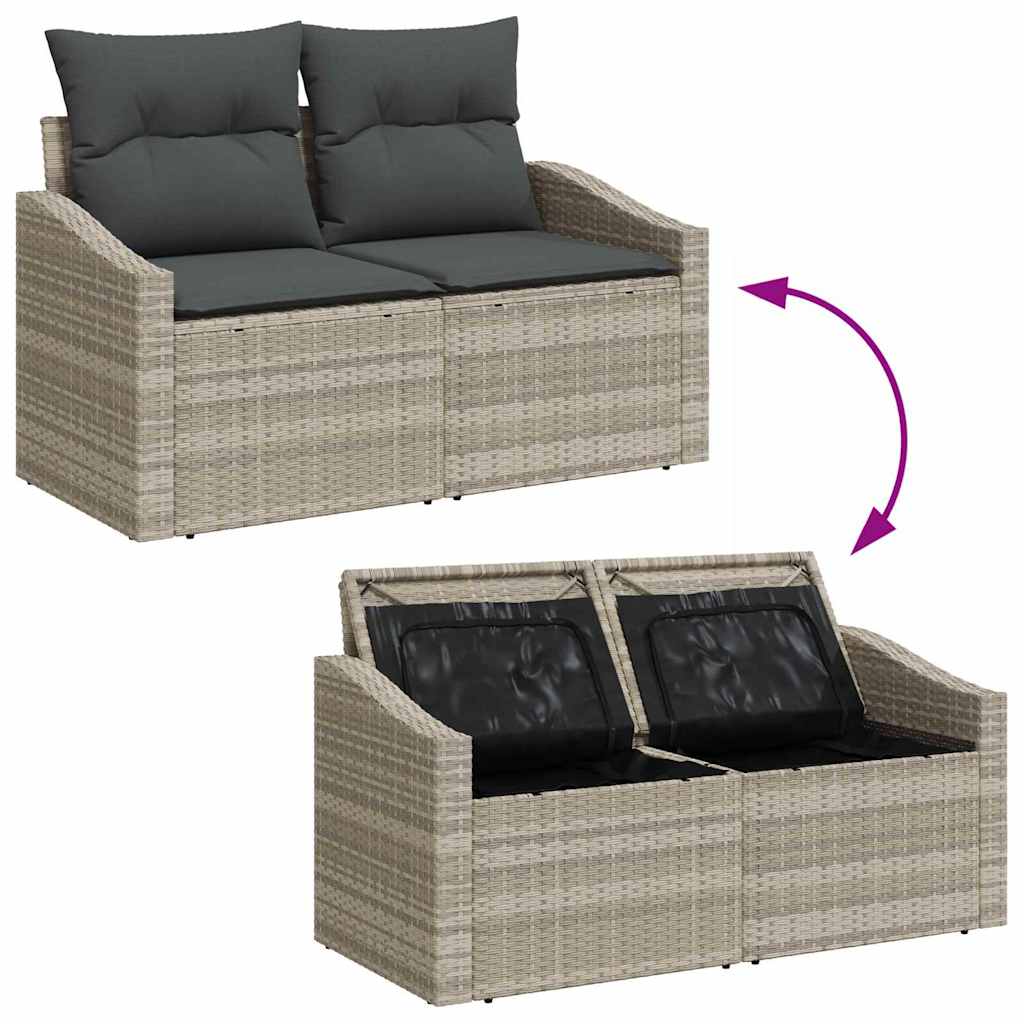 Gartensofa mit Kissen Grau 123 x 62 x 69cm Poly-Rattan
