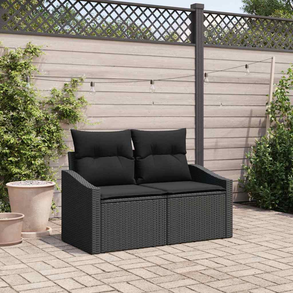 Garten-Sofa mit Kissen 123 x 62 x 69 cm Poly-Rattan