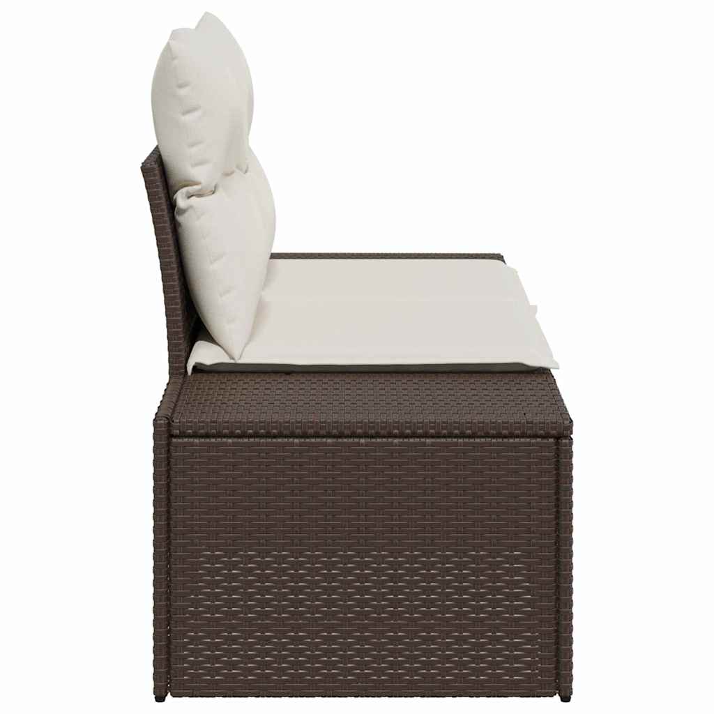 Gartensofa mit Kissen Braun 184 x 62 x 69 cm Poly-Rattan