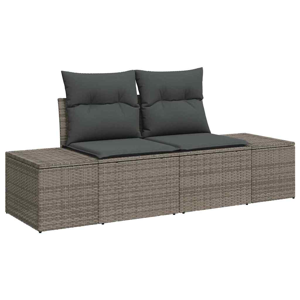 Gartensofa mit Kissen Grau 123 x 62 x 69cm Poly-Rattan