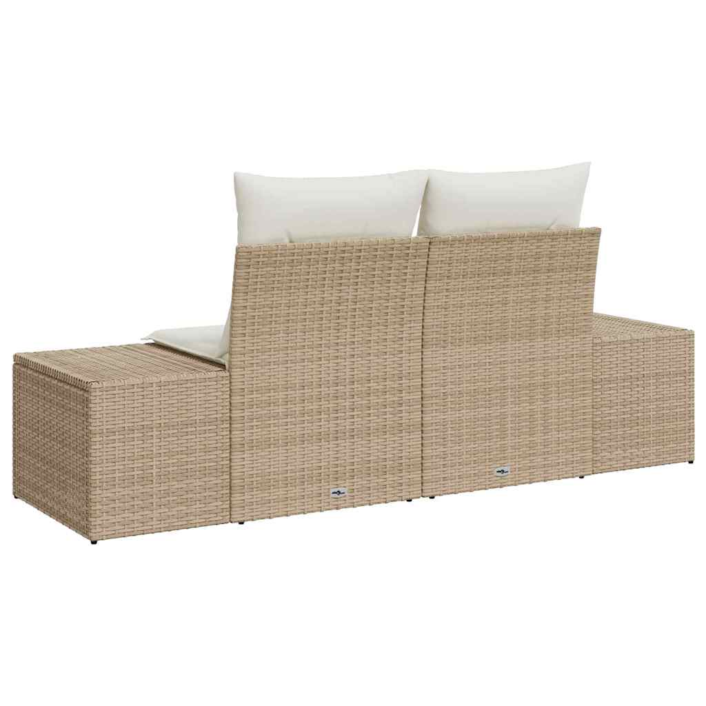 Gartensofa mit Kissen Beige 184 x 62 x 69 cm Poly-Rattan