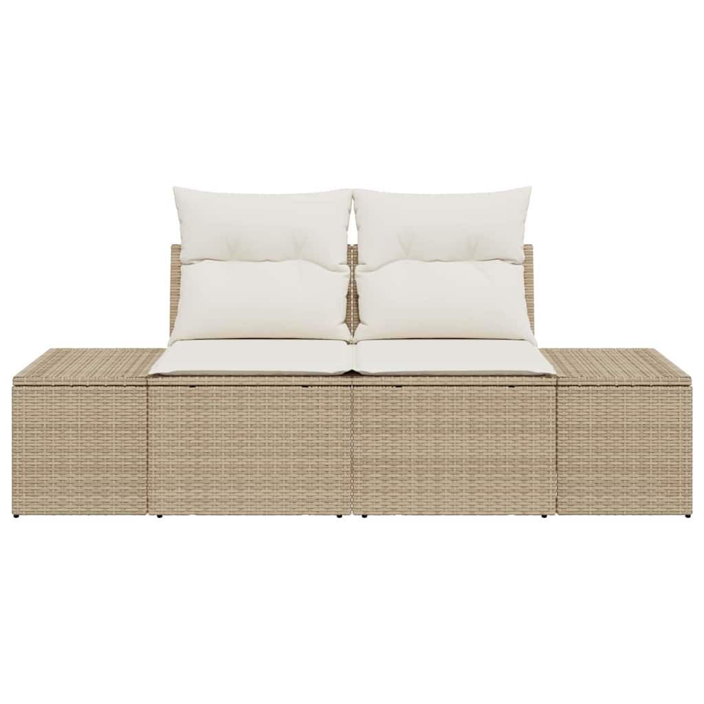 Gartensofa mit Kissen Beige 184 x 62 x 69 cm Poly-Rattan