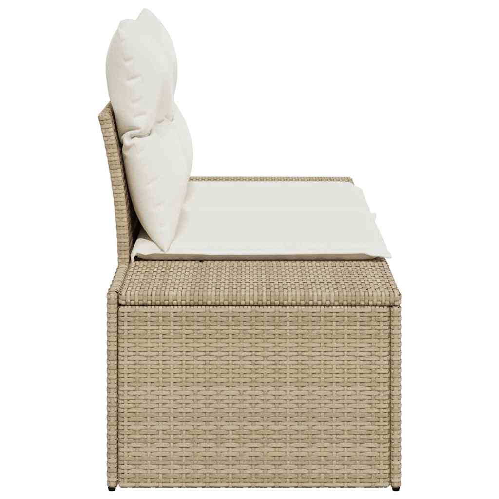 Gartensofa mit Kissen Beige 184 x 62 x 69 cm Poly-Rattan