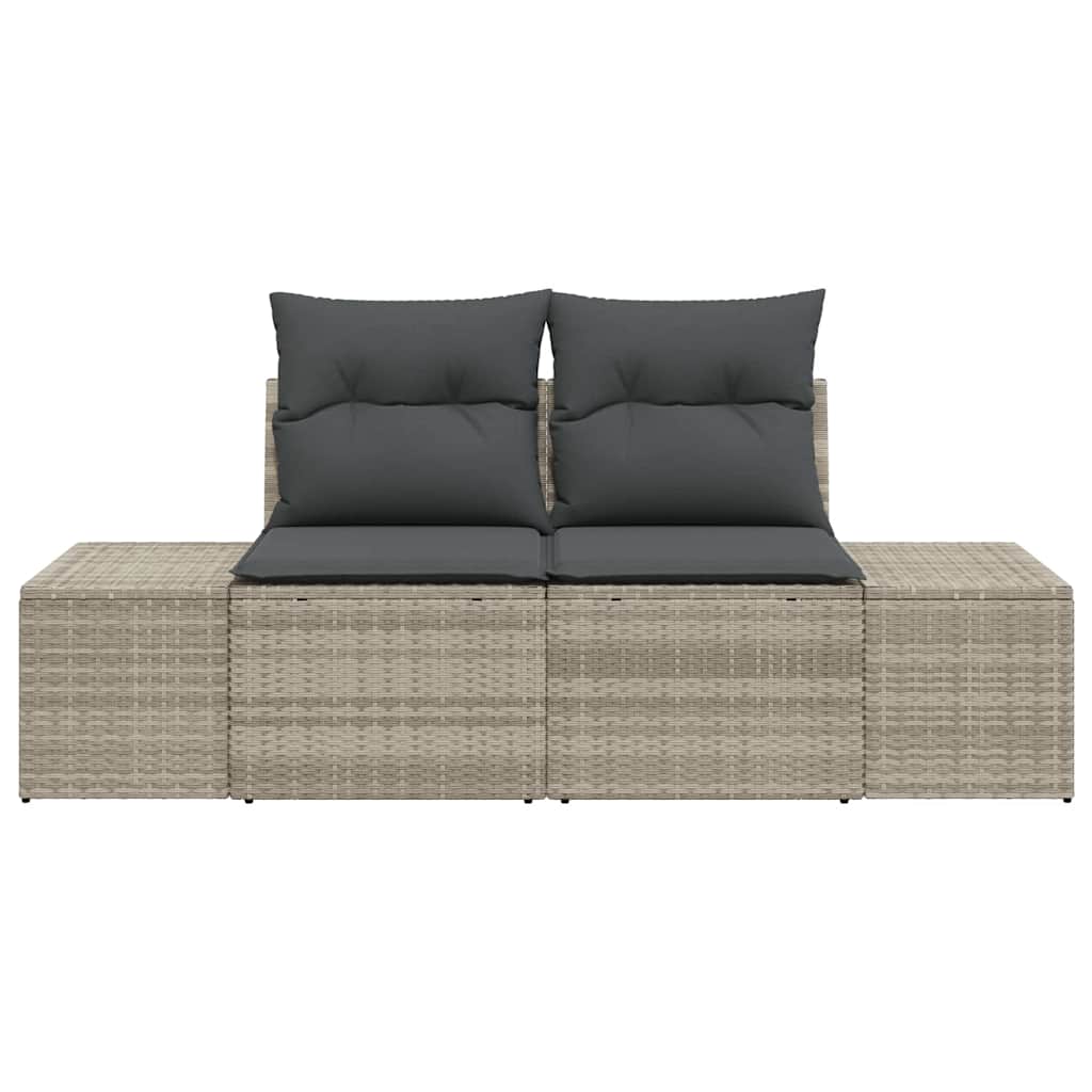 Gartensofa mit Kissen Grau 123 x 62 x 69cm Poly-Rattan