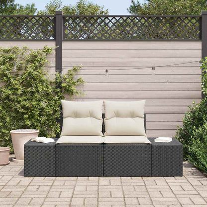 Gartensofa mit Kissen Schwarz 184 x 62 x 69 cm Poly-Rattan