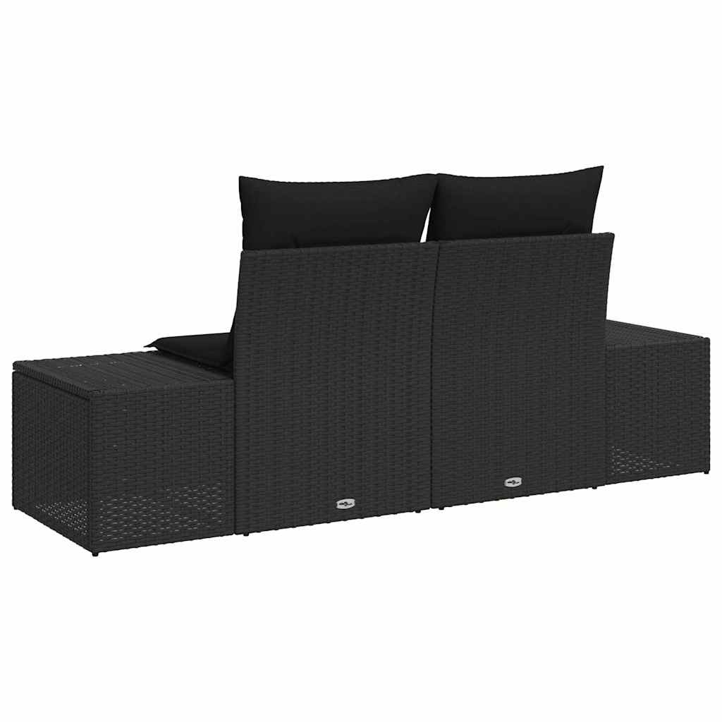 Gartensofa mit Kissen Schwarz 184 x 62 x 69 cm Poly-Rattan