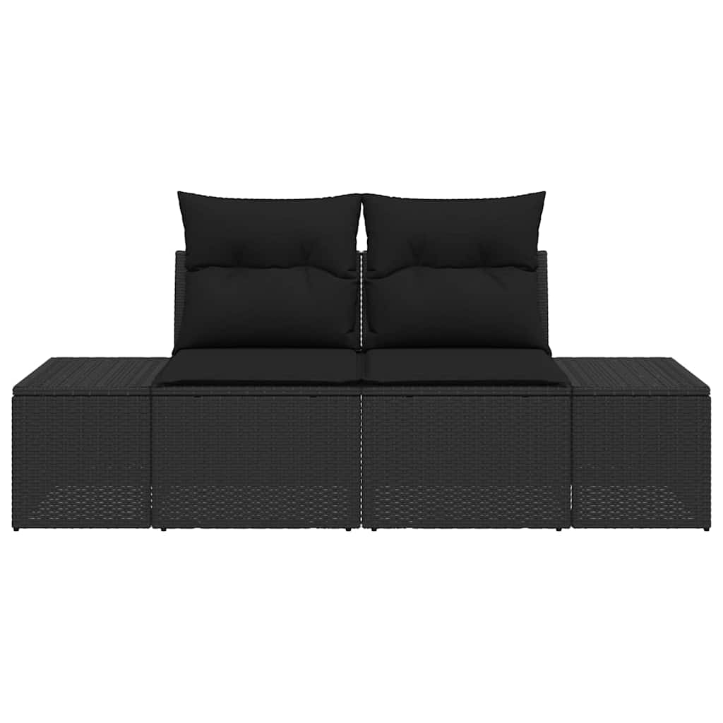Gartensofa mit Kissen Schwarz 184 x 62 x 69 cm Poly-Rattan