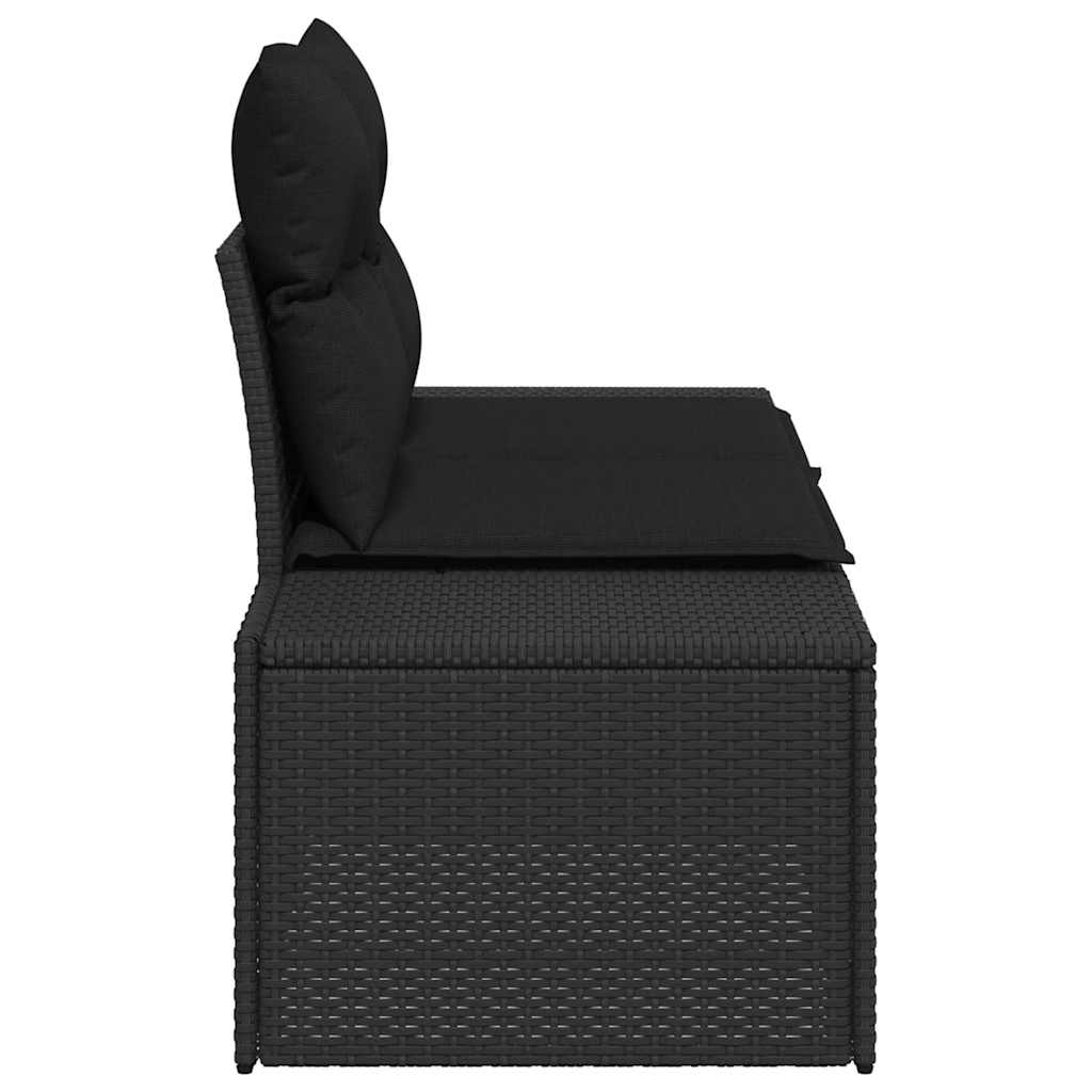 Gartensofa mit Kissen Schwarz 184 x 62 x 69 cm Poly-Rattan
