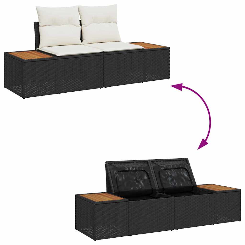 Gartensofa Schwarz 184 x 62 x 85cm Poly-Rattan