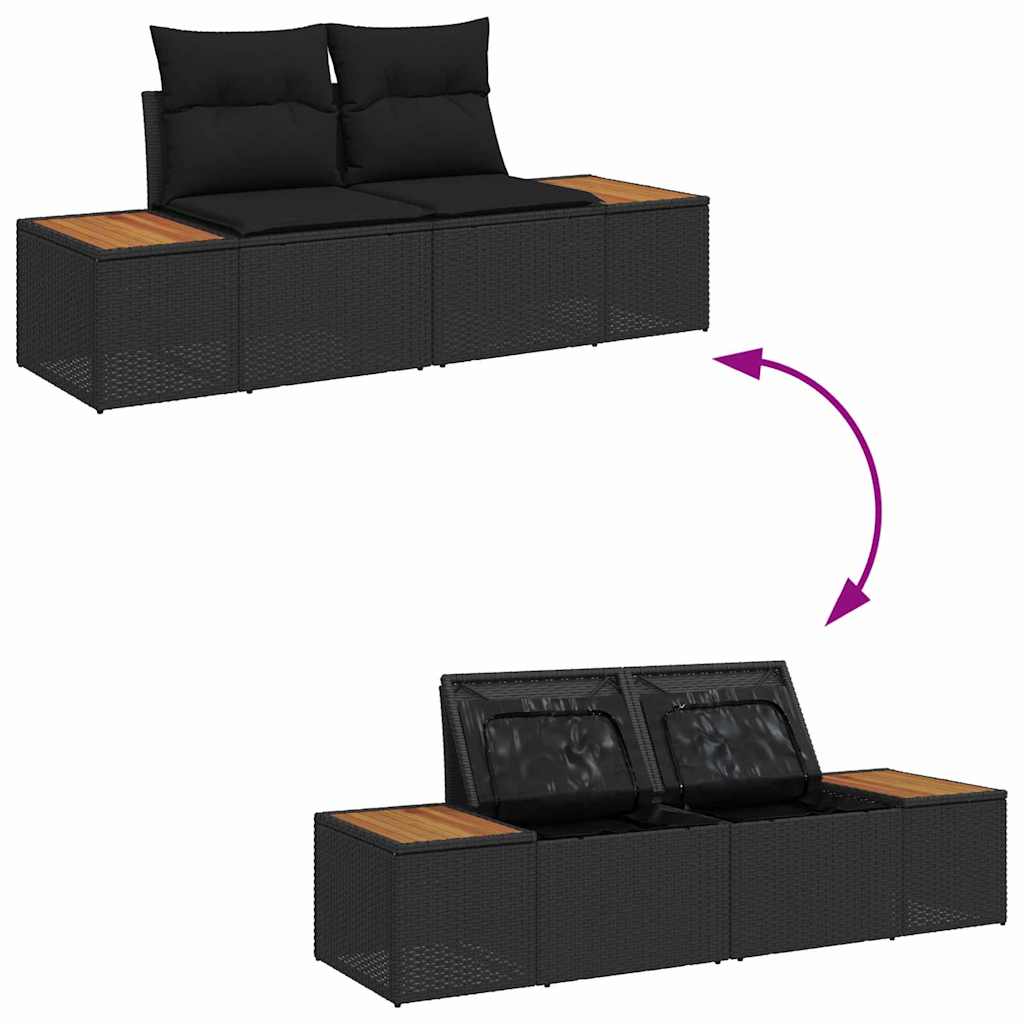 Gartensofa Schwarz 184 x 62 x 85cm Poly-Rattan