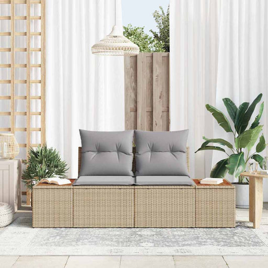 Gartensofa Beige 184 x 62 x 85cm Poly-Rattan