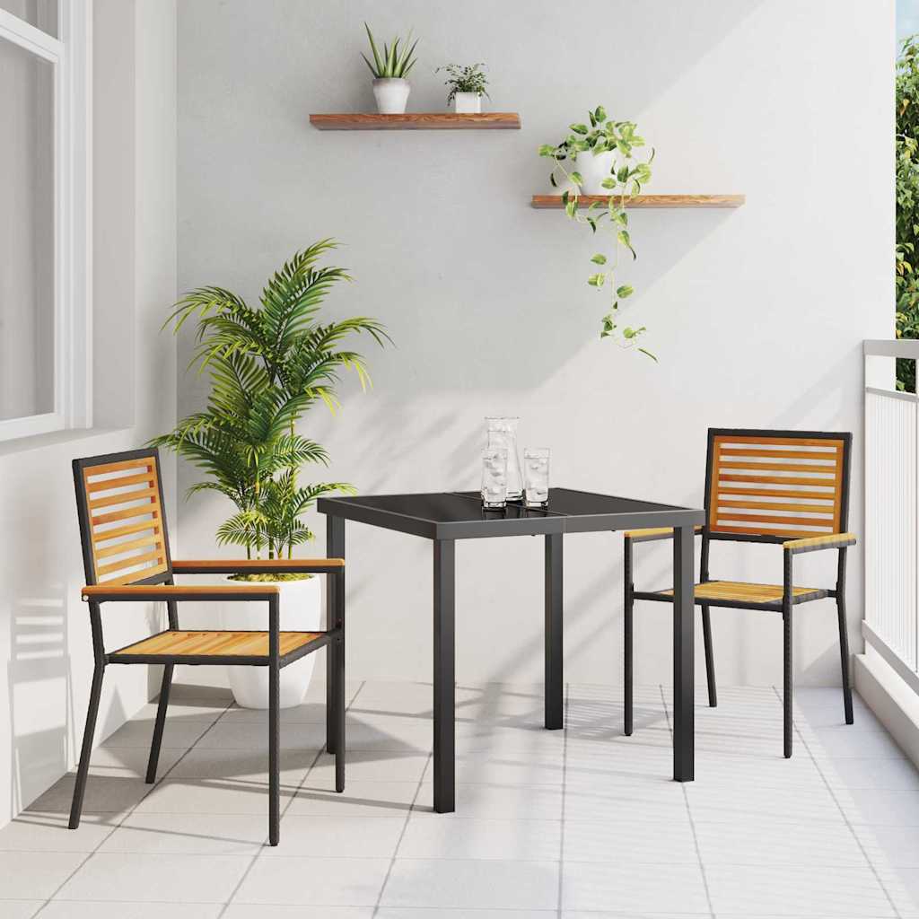 Garten Stapelstühle 2 stk. Schwarz Massivholz Akazie