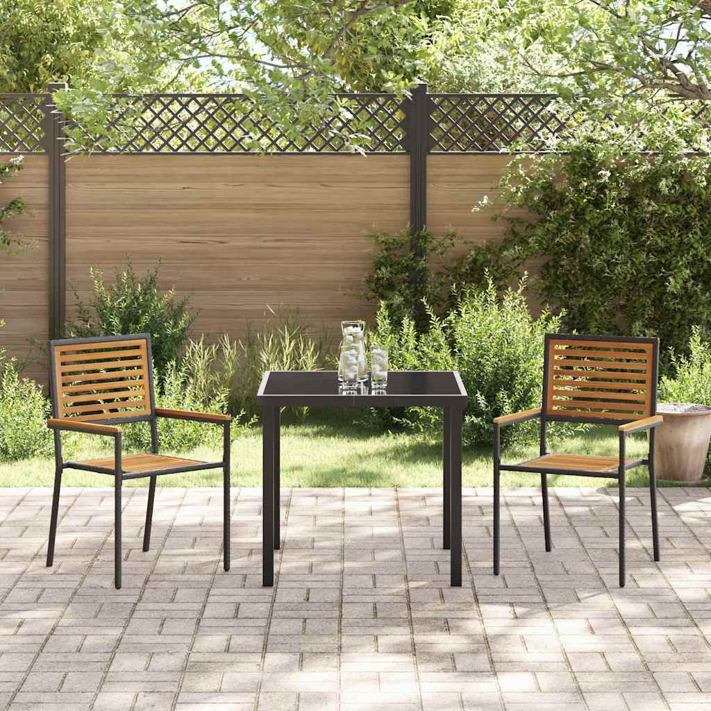 Garten Stapelstühle 2 stk. Schwarz Massivholz Akazie