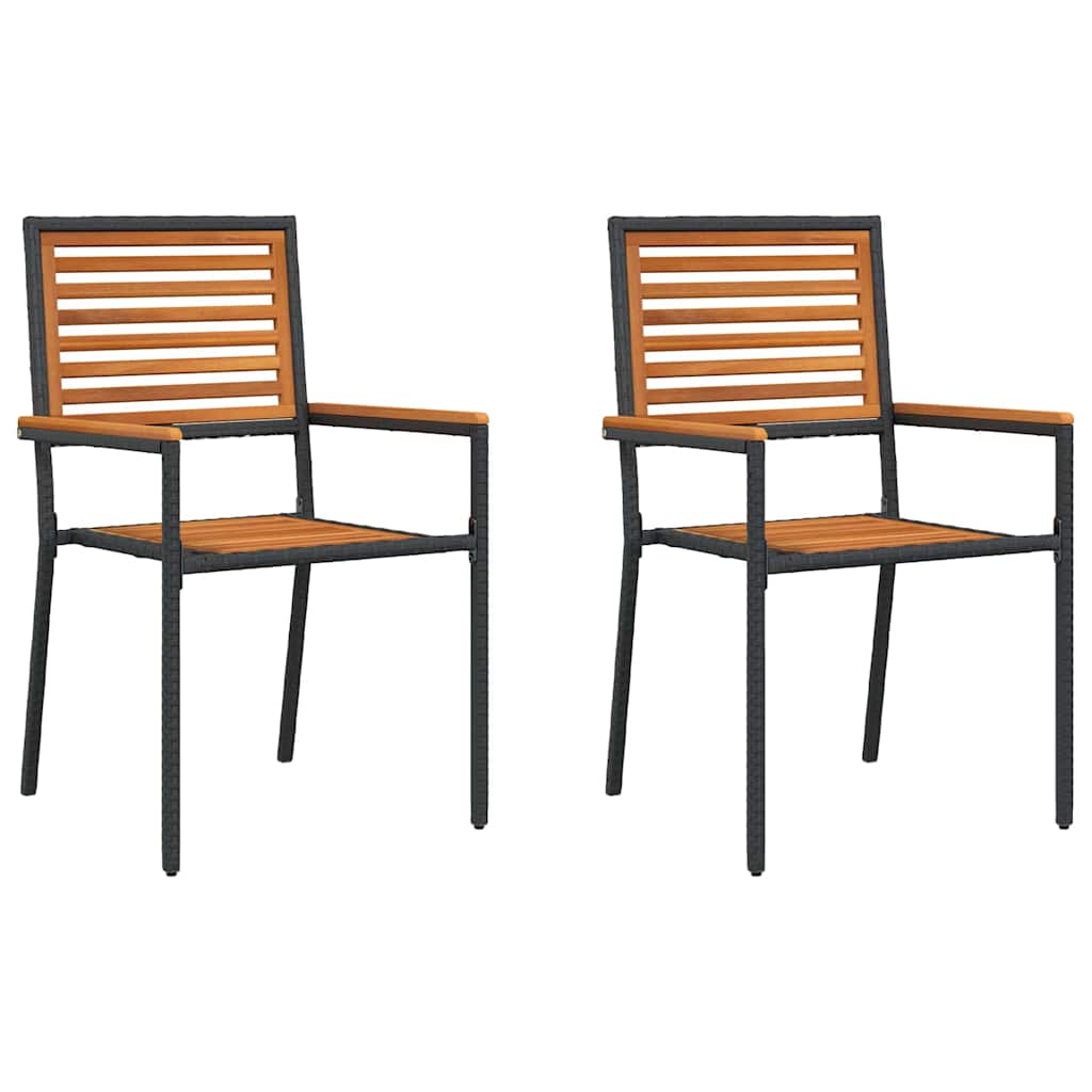 Garten Stapelstühle 2 stk. Schwarz Massivholz Akazie